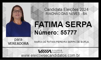 Candidato FATIMA SERPA 2024 - RIACHÃO DAS NEVES - Eleições