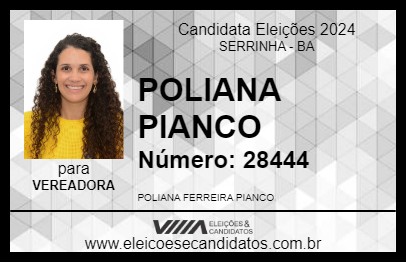 Candidato POLIANA PIANCO 2024 - SERRINHA - Eleições