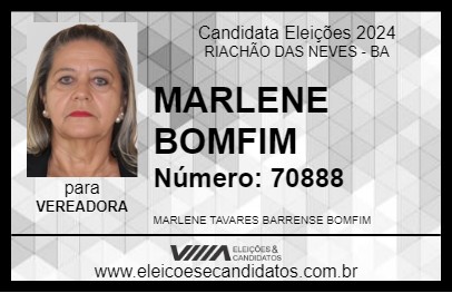 Candidato MARLENE BOMFIM 2024 - RIACHÃO DAS NEVES - Eleições