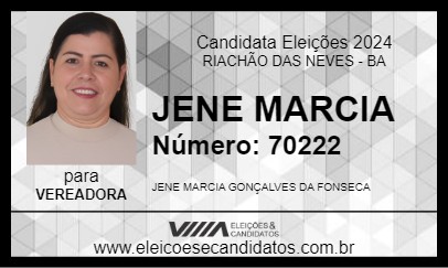 Candidato JENE MARCIA 2024 - RIACHÃO DAS NEVES - Eleições