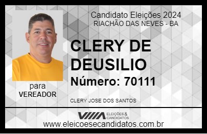 Candidato CLERY DE DEUSILIO 2024 - RIACHÃO DAS NEVES - Eleições