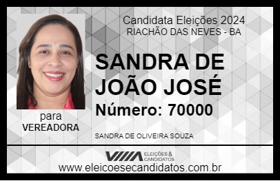 Candidato SANDRA DE JOÃO JOSÉ 2024 - RIACHÃO DAS NEVES - Eleições