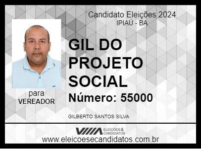 Candidato GIL DO PROJETO SOCIAL 2024 - IPIAÚ - Eleições