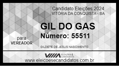 Candidato GIL DO GAS 2024 - VITÓRIA DA CONQUISTA - Eleições