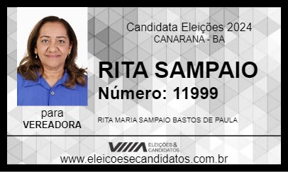 Candidato RITA SAMPAIO 2024 - CANARANA - Eleições