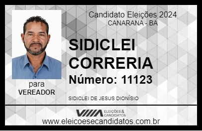 Candidato SIDICLEI CORRERIA 2024 - CANARANA - Eleições