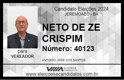 Candidato NETO DE ZE CRISPIM 2024 - JEREMOABO - Eleições