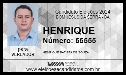 Candidato HENRIQUE 2024 - BOM JESUS DA SERRA - Eleições