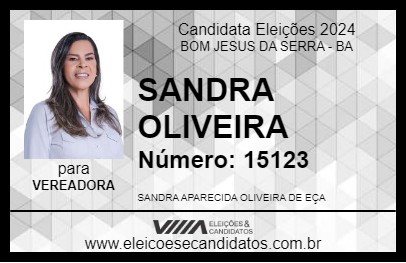 Candidato SANDRA OLIVEIRA 2024 - BOM JESUS DA SERRA - Eleições