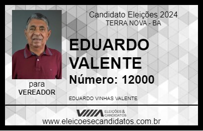 Candidato EDUARDO VALENTE 2024 - TERRA NOVA - Eleições