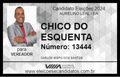 Candidato CHICO DO ESQUENTA 2024 - AURELINO LEAL - Eleições