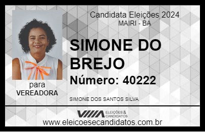 Candidato SIMONE DO BREJO 2024 - MAIRI - Eleições