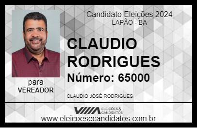 Candidato CLAUDIO RODRIGUES 2024 - LAPÃO - Eleições