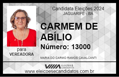 Candidato CARMEM DE ABÍLIO  2024 - JAGUARIPE - Eleições