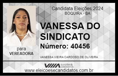 Candidato VANESSA DO SINDICATO 2024 - BOQUIRA - Eleições