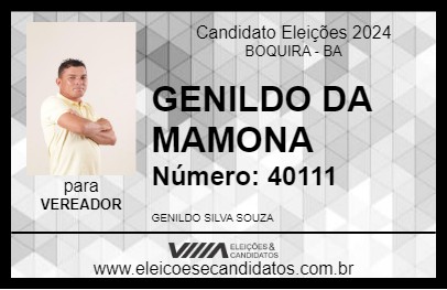 Candidato GENILDO DA MAMONA 2024 - BOQUIRA - Eleições