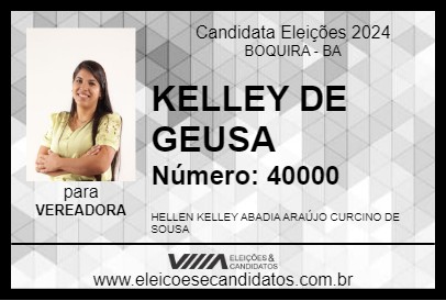 Candidato KELLEY DE GEUSA 2024 - BOQUIRA - Eleições