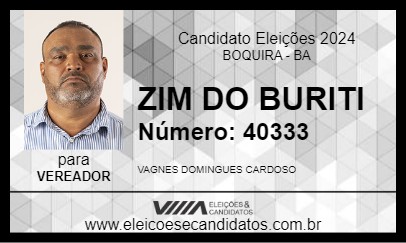 Candidato ZIM DO BURITI 2024 - BOQUIRA - Eleições