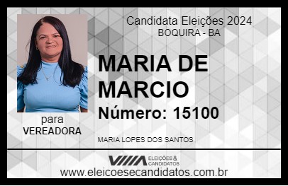 Candidato MARIA DE MARCIO 2024 - BOQUIRA - Eleições