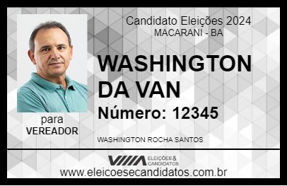 Candidato WASHINGTON DA VAN 2024 - MACARANI - Eleições