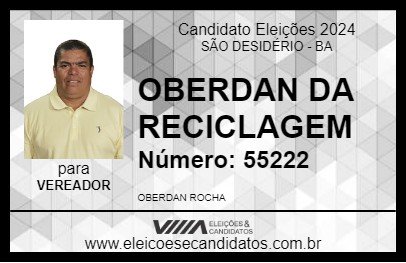 Candidato OBERDAN DA RECICLAGEM 2024 - SÃO DESIDÉRIO - Eleições