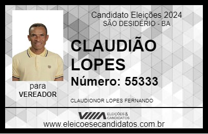 Candidato CLAUDIÃO LOPES 2024 - SÃO DESIDÉRIO - Eleições