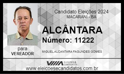 Candidato ALCÂNTARA 2024 - MACARANI - Eleições