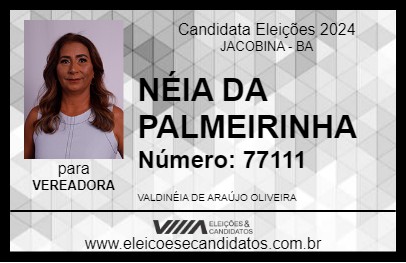 Candidato NÉIA DA PALMEIRINHA 2024 - JACOBINA - Eleições