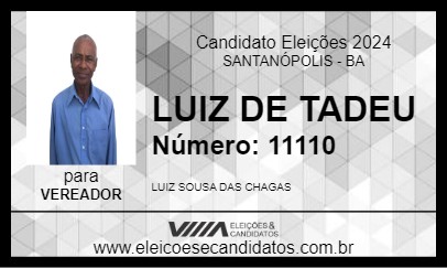 Candidato LUIZ DE TADEU 2024 - SANTANÓPOLIS - Eleições