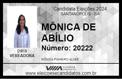 Candidato MÔNICA DE ABÍLIO 2024 - SANTANÓPOLIS - Eleições