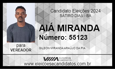 Candidato AIÁ MIRANDA 2024 - SÁTIRO DIAS - Eleições