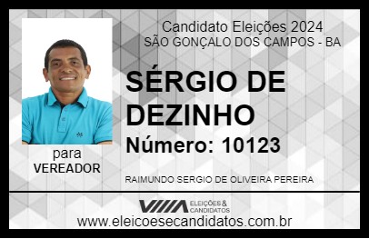 Candidato SÉRGIO DE DEZINHO 2024 - SÃO GONÇALO DOS CAMPOS - Eleições