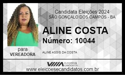 Candidato ALINE COSTA 2024 - SÃO GONÇALO DOS CAMPOS - Eleições