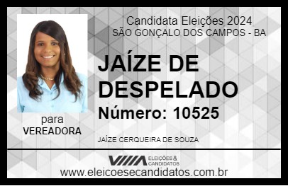 Candidato JAÍZE DE DESPELADO 2024 - SÃO GONÇALO DOS CAMPOS - Eleições