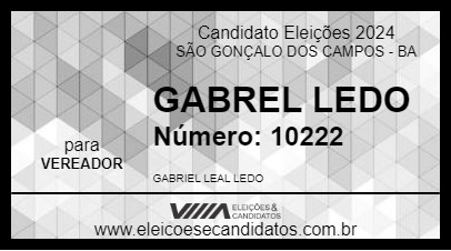 Candidato GABREL LEDO 2024 - SÃO GONÇALO DOS CAMPOS - Eleições