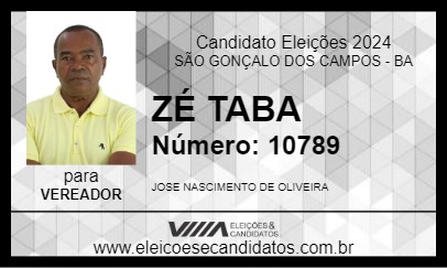 Candidato ZÉ TABA 2024 - SÃO GONÇALO DOS CAMPOS - Eleições