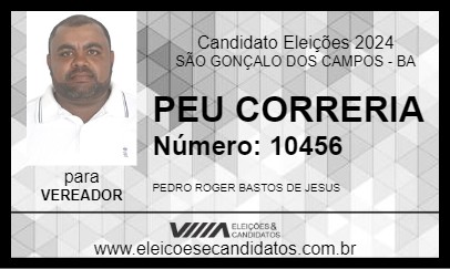 Candidato PEU CORRERIA 2024 - SÃO GONÇALO DOS CAMPOS - Eleições