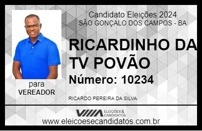 Candidato RICARDINHO DA TV POVÃO 2024 - SÃO GONÇALO DOS CAMPOS - Eleições