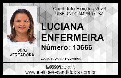 Candidato LUCIANA ENFERMEIRA 2024 - RIBEIRA DO AMPARO - Eleições