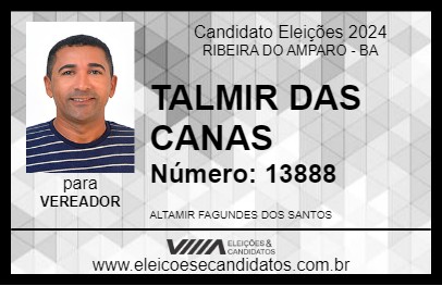 Candidato TALMIR DAS CANAS 2024 - RIBEIRA DO AMPARO - Eleições