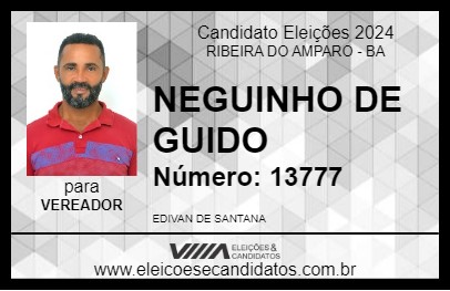 Candidato NEGUINHO DE GUIDO 2024 - RIBEIRA DO AMPARO - Eleições