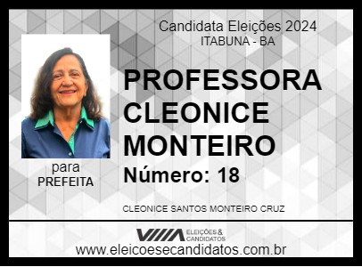 Candidato PROFESSORA CLEONICE MONTEIRO 2024 - ITABUNA - Eleições