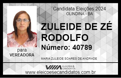 Candidato ZULEIDE DE ZÉ RODOLFO 2024 - OLINDINA - Eleições