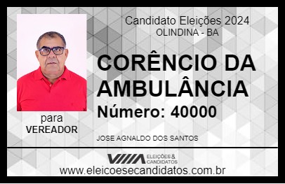 Candidato CORÊNCIO DA AMBULÂNCIA 2024 - OLINDINA - Eleições