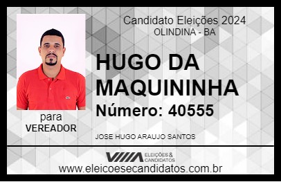 Candidato HUGO DA MAQUININHA 2024 - OLINDINA - Eleições