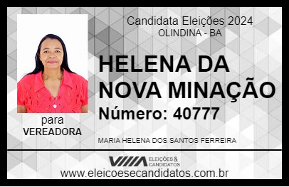 Candidato HELENA DA NOVA MINAÇÃO 2024 - OLINDINA - Eleições