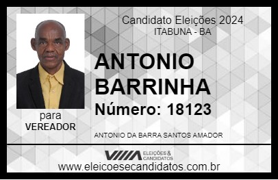 Candidato ANTONIO BARRINHA 2024 - ITABUNA - Eleições