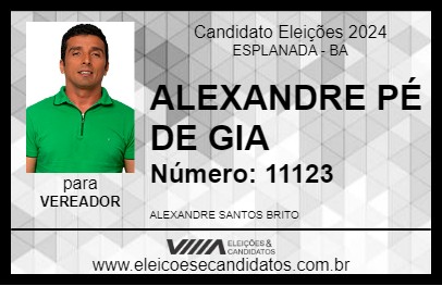 Candidato ALEXANDRE PÉ DE GIA 2024 - ESPLANADA - Eleições