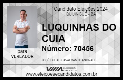 Candidato LUQUINHAS DO CUIA 2024 - QUIJINGUE - Eleições