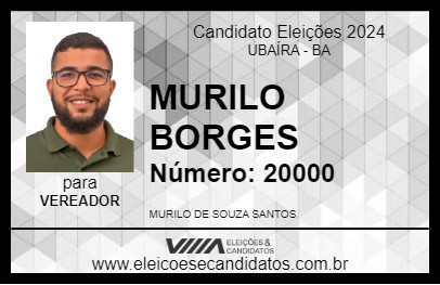 Candidato MURILO BORGES 2024 - UBAÍRA - Eleições